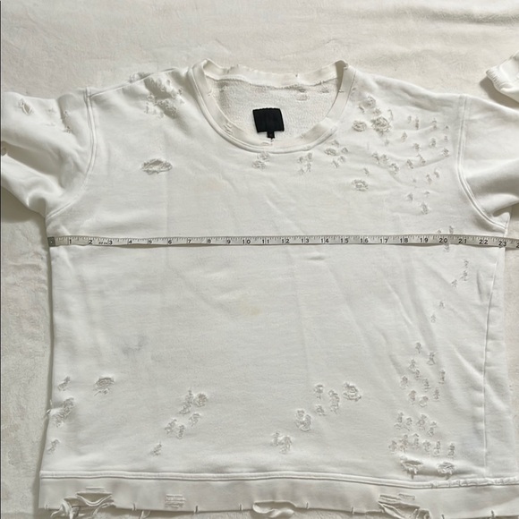 R+A White Distressed Sweatshirt with Crew Neck - Picture 7 of 11